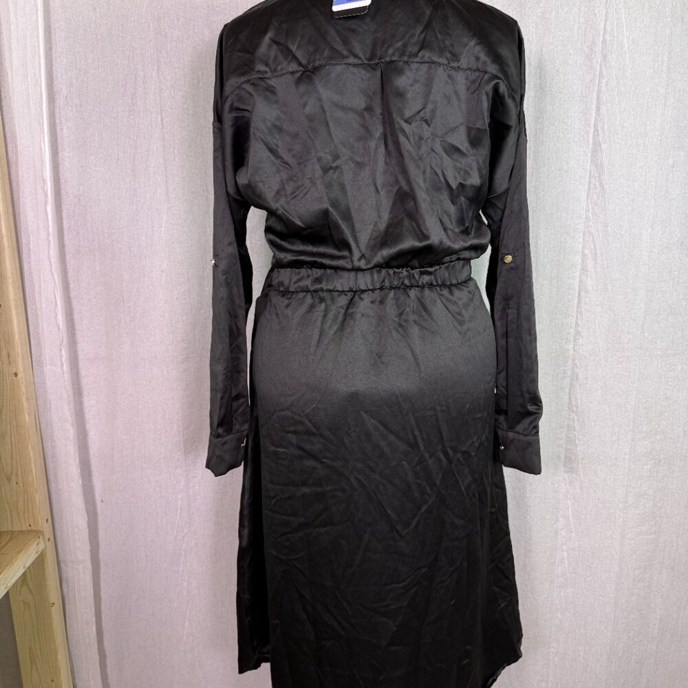 French Connection Women’s Black Long Shirt Dress Size Large NWT E987 - Picture 4 of 14